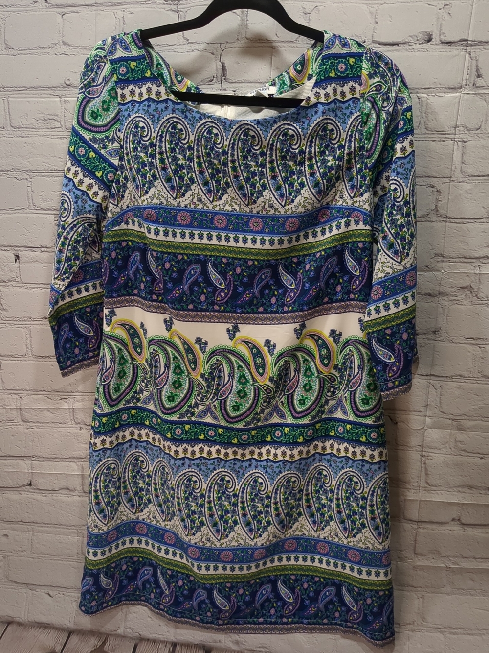 Old Navy Paisley Shift Dress in Blue, Green & Cream